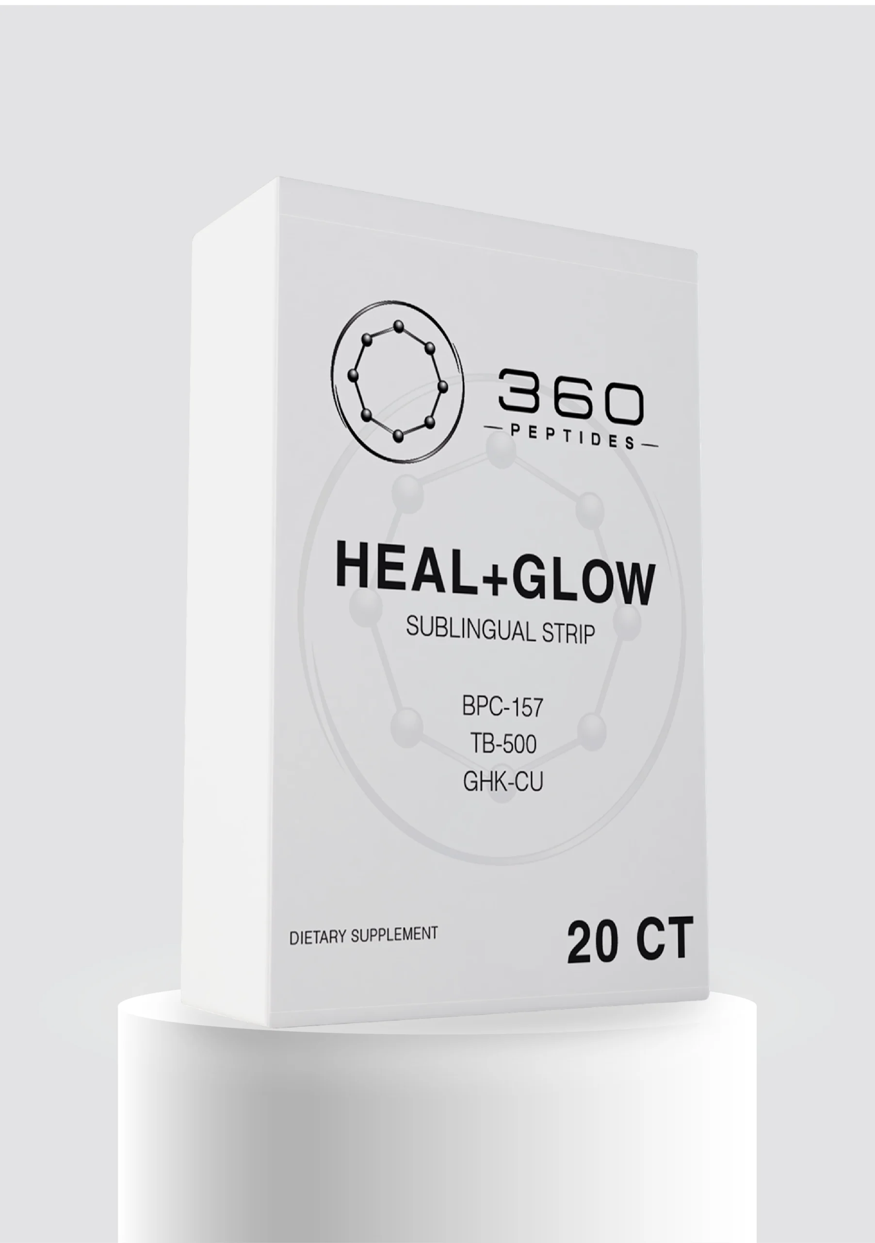 Heal + Glow (BPC-157 300 mcg, TB-500 500 mcg, GHK-Cu 3 mg) Sublingual Strips 20 ct